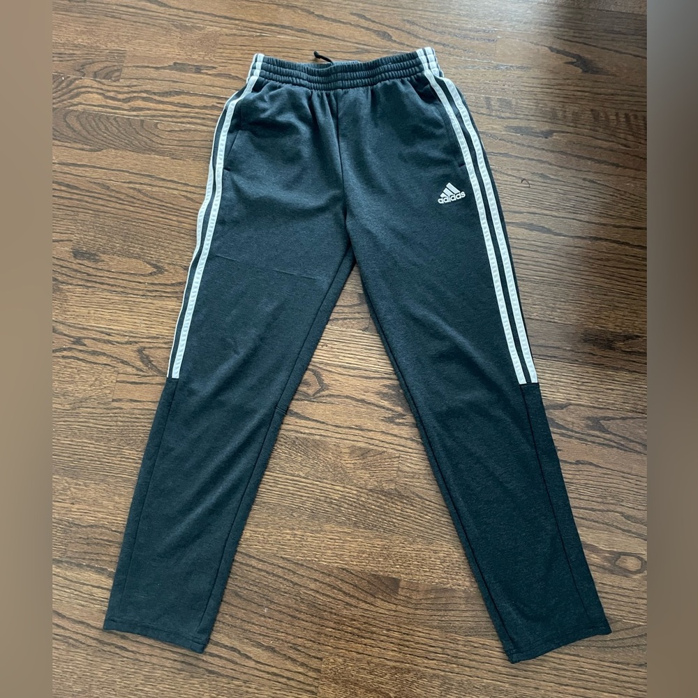 Boys Large Adidas Grey w/ White Strip Joggers